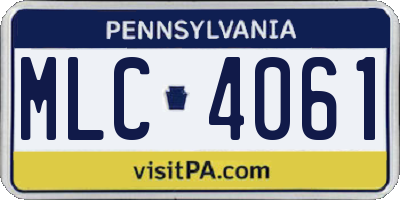 PA license plate MLC4061