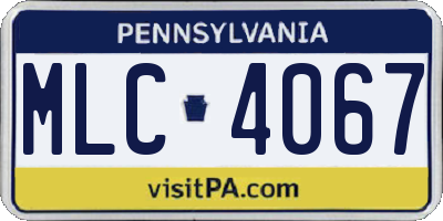 PA license plate MLC4067