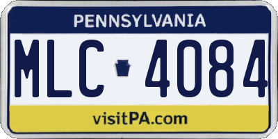 PA license plate MLC4084