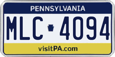 PA license plate MLC4094