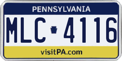 PA license plate MLC4116