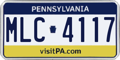 PA license plate MLC4117