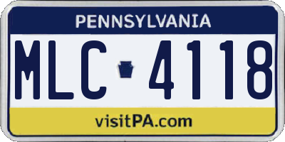 PA license plate MLC4118