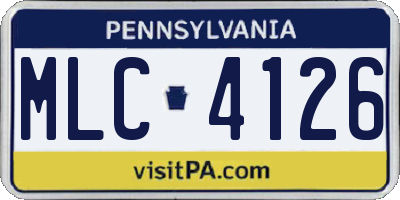 PA license plate MLC4126