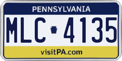 PA license plate MLC4135
