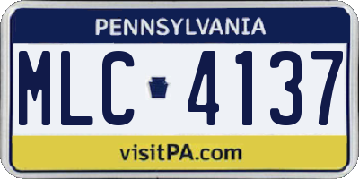 PA license plate MLC4137