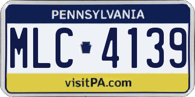 PA license plate MLC4139