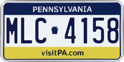 PA license plate MLC4158