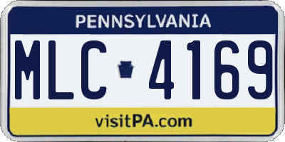 PA license plate MLC4169