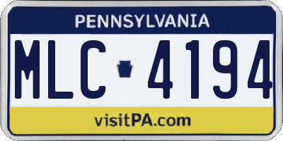PA license plate MLC4194