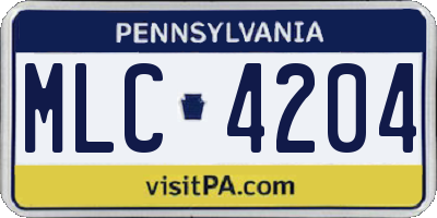 PA license plate MLC4204