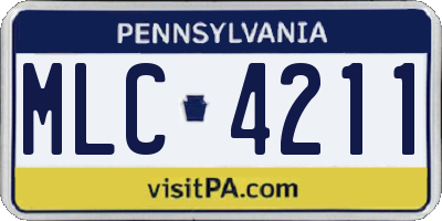 PA license plate MLC4211