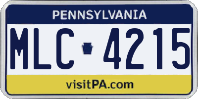 PA license plate MLC4215