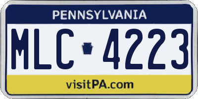 PA license plate MLC4223