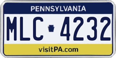 PA license plate MLC4232