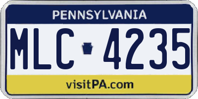 PA license plate MLC4235