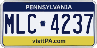 PA license plate MLC4237
