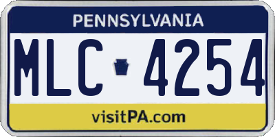PA license plate MLC4254
