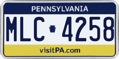 PA license plate MLC4258