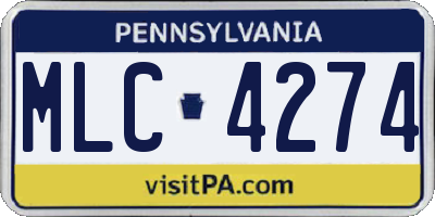 PA license plate MLC4274
