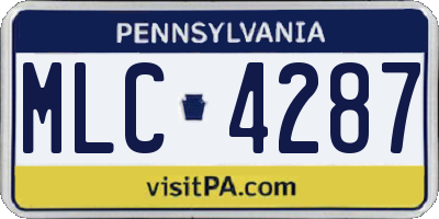 PA license plate MLC4287