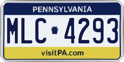 PA license plate MLC4293