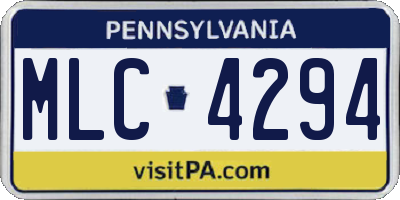 PA license plate MLC4294