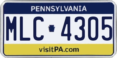 PA license plate MLC4305