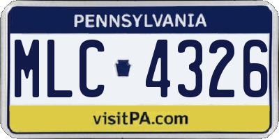 PA license plate MLC4326