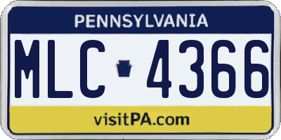 PA license plate MLC4366