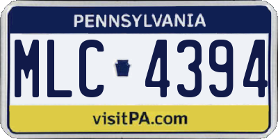 PA license plate MLC4394