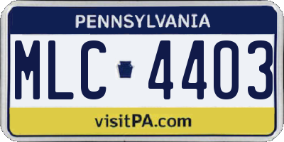 PA license plate MLC4403