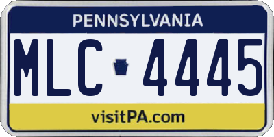 PA license plate MLC4445