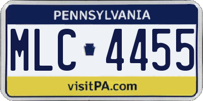 PA license plate MLC4455