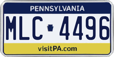 PA license plate MLC4496
