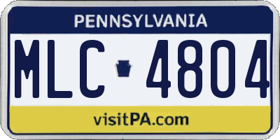 PA license plate MLC4804