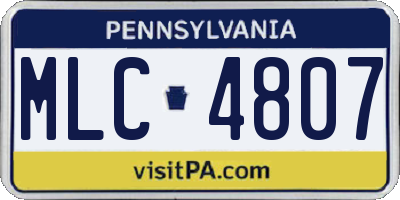 PA license plate MLC4807