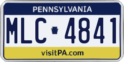 PA license plate MLC4841