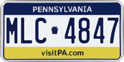 PA license plate MLC4847