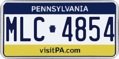 PA license plate MLC4854