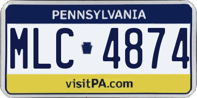 PA license plate MLC4874