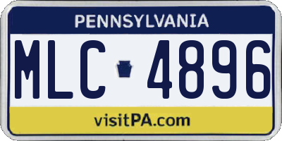 PA license plate MLC4896
