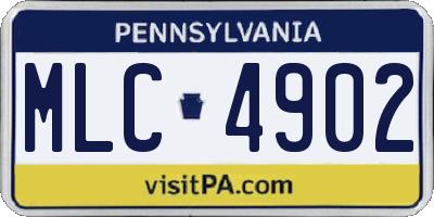 PA license plate MLC4902