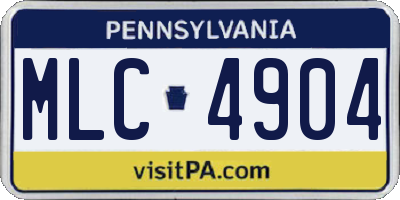 PA license plate MLC4904