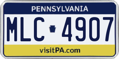 PA license plate MLC4907