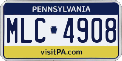 PA license plate MLC4908