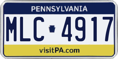 PA license plate MLC4917