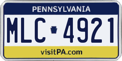 PA license plate MLC4921