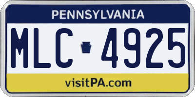 PA license plate MLC4925