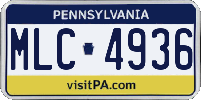PA license plate MLC4936